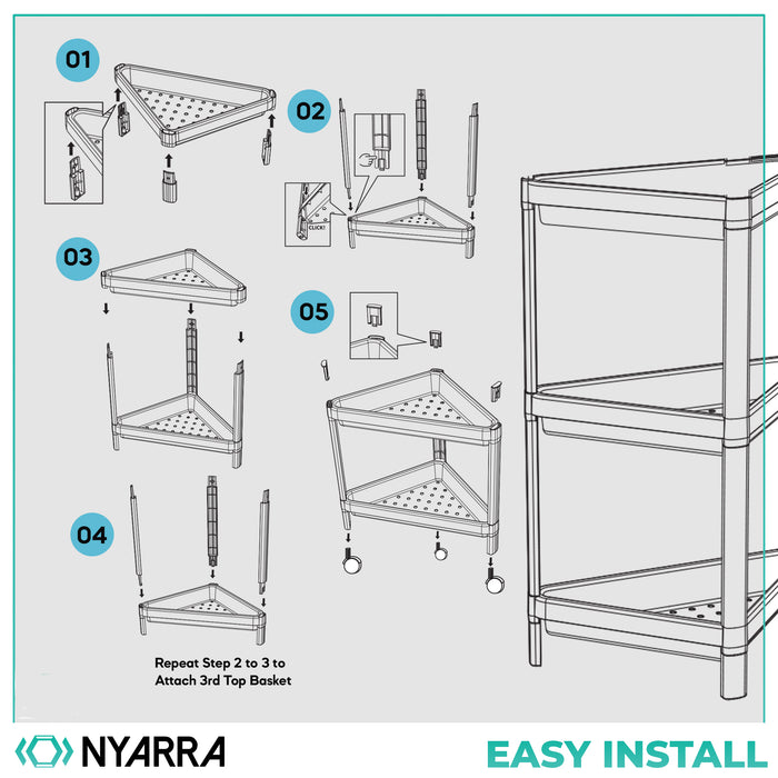 Cart with Wheels for Kitchen and Bathroom